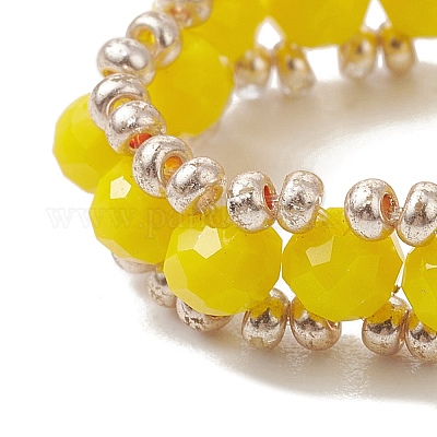 Граненые рондель стеклянные бусины эластичные кольца для женщин&nbsp;RJEW-JR00824-1