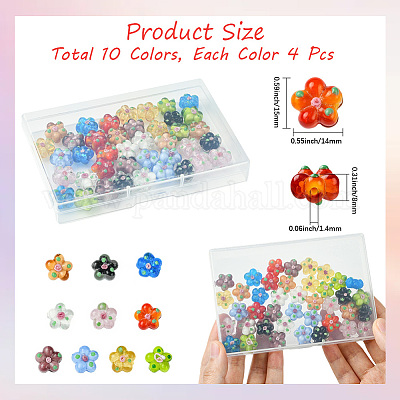 40шт 10 цвета бусины лэмпворк ручной работы LAMP-PA0001-10-1