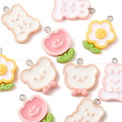 10шт 5 стиля непрозрачные подвески из смолы RESI-FS0001-54-1