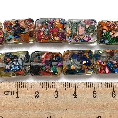 Окрашенная натуральная императорская яшма с нитями смоляных бусин G-G083-F05-01-1