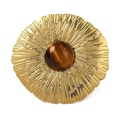 Круглые кольца из натурального тигрового глаза RJEW-Q822-32G-01-1