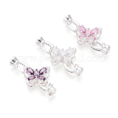 Латунные микро проложить кубического циркония раз за застежками KK-U037-10S-1