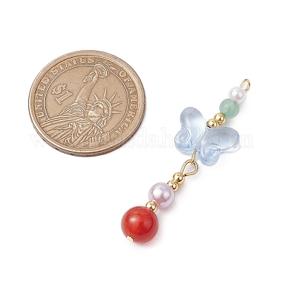 Подвески из натурального сердолика и стекла PALLOY-JF03192-07-1