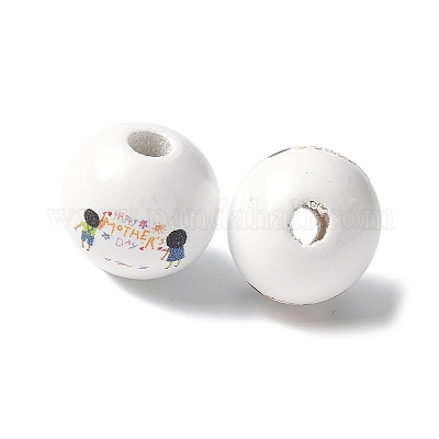 Тема дня матери печатные деревянные европейские бусины WOOD-F016-04-1