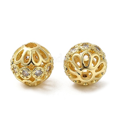 Стойки обшивки латунь микро проложить кубического циркония бусы KK-K377-12B-G-1