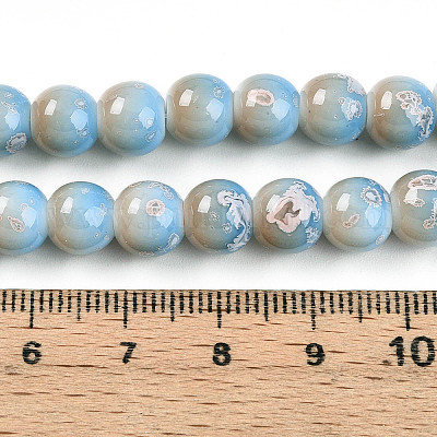 Выпечка окрашенные стеклянные бусины пряди DGLA-N008-8mm-06-1