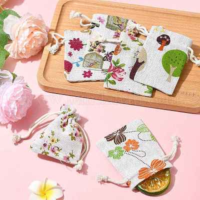 24 шт. 6-цветные мешочки из мешковины с цветочным принтом и животными ABAG-FS0001-13-1