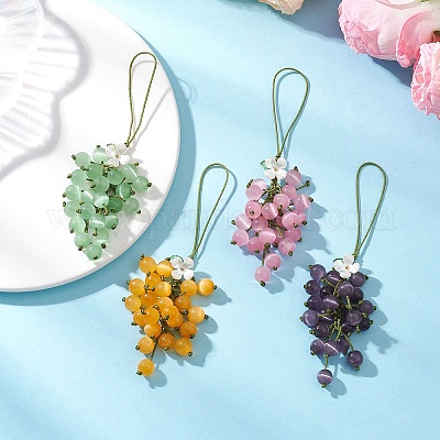 4 шт. подвеска в виде винограда с кошачьим глазом HJEW-TA00414-1