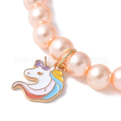 Абс пластик имитация жемчуга бусины стрейч браслеты BJEW-JB11584-01-1