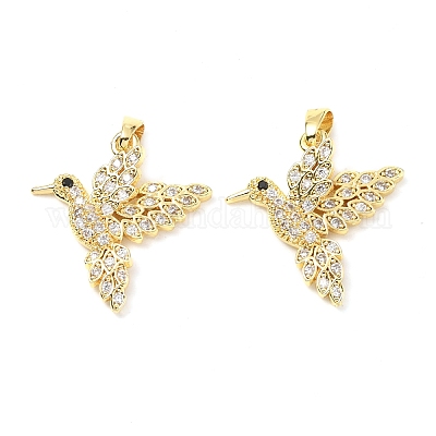 Латунные микропаве прозрачные подвески с фианитом KK-G533-07E-G-1