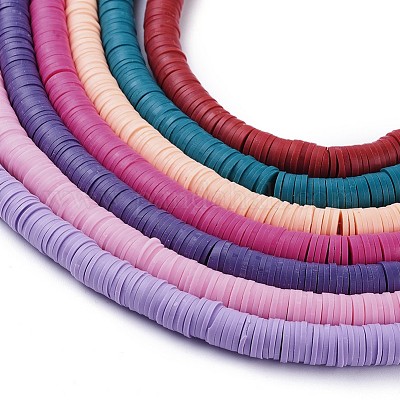 Плоские круглые бусины из глины ручной работы полимерные CLAY-R067-8.0mm-M3-1