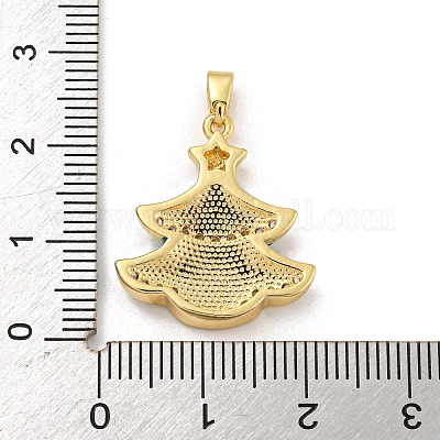 Рождественские латунные подвески с микропаве из фианита KK-H468-03B-02G-1