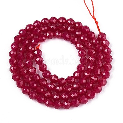 Нити бусин из красного корунда&nbsp;G-E411-40-4mm-1