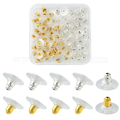 Earring Backings, 100PCS Silicone Earring Backs with Pad, Rubber Earring