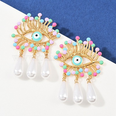 Серьги-гвоздики с подвесками в форме слезы из нержавеющей стали 304 EJEW-A138-07G-1