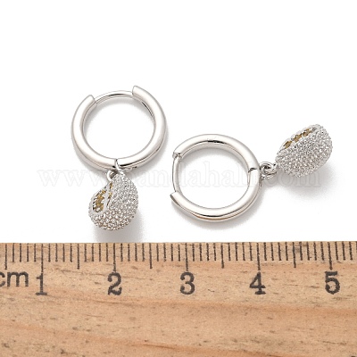 Латунные кубических серьги циркония обруч EJEW-Q015-01P-D-1