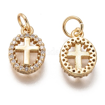 Латунные микропаве прозрачные кубические циркониевые подвески&nbsp;LS-ZIRC-C020-62G-1