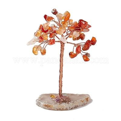 Натуральная смешанная каменная крошка и натуральный агат с украшениями пьедестала из смешанных камней DJEW-G027-09RG-1