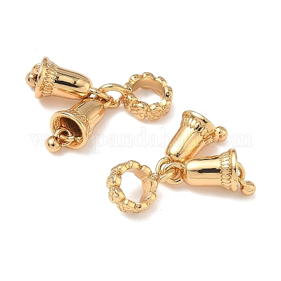 Европейские подвески-подвески в виде двойного рождественского колокольчика из латуни KK-H526-09G-1