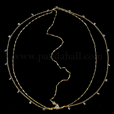 Сплав со стразами цепочка для волос DIY-WH20058-11G-1