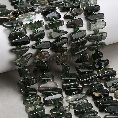 Нити бусин из натурального зеленого рутилированного кварца&nbsp;G-Z124-B02-01-1