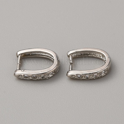 Латунь микро паве прозрачный кубический цирконий застежка на дужках ZIRC-WH0004-06P-1