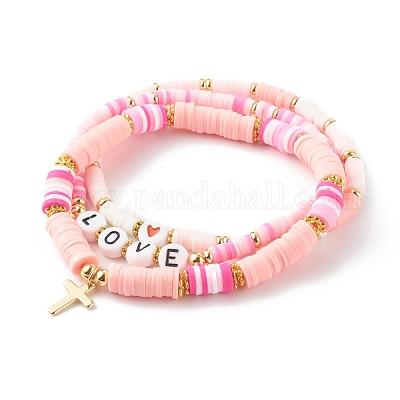 Wholesale Polymer Clay Heishi Beads Stretch Bracelets Sets for Valentine's  Day 