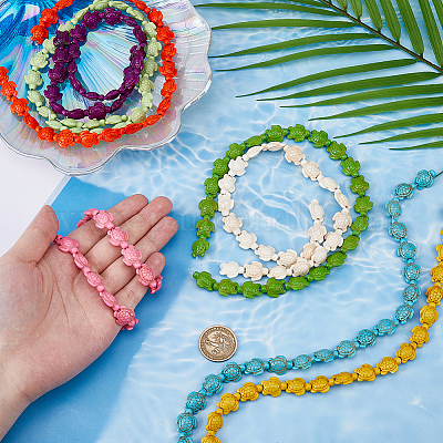 8 нитка 8 стилей окрашенных синтетических бирюзовых бусин G-FH0002-61-1