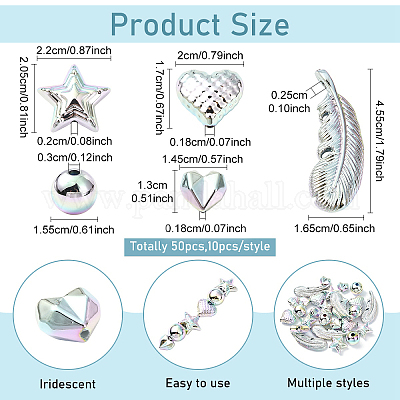 50 шт. 5 стиля УФ-покрытие непрозрачные CCB пластиковые бусины&nbsp;MACR-YW0004-72-1