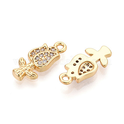 Латунные микропаве прозрачные подвески с фианитом KK-T074-112C-G-1