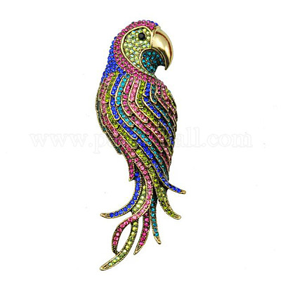 Броши из сплава попугаев со стразами JEWB-Q006-03A-1