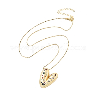 Латунные ожерелья с подвесками в виде букв из микрофибры с кубическим цирконием KK-Z069-01G-V-1