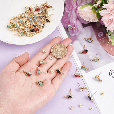 20 шт. фурнитура для сережек-гвоздиков из двухцветного сплава DIY-OC0010-09-1