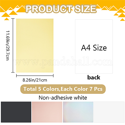 35 шт. 5-х цветные прямоугольные карточки из металлизированной крафт-бумаги формата А4 DIY-CP0010-14-1