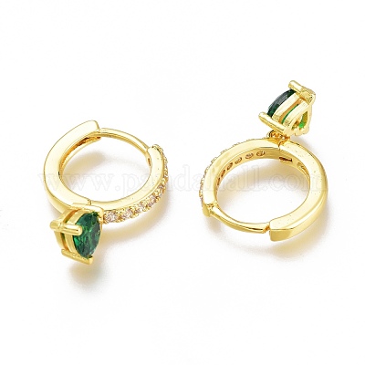 Серьги-кольца из латуни с микро-паве из фианита ZIRC-H102-14A-G-1