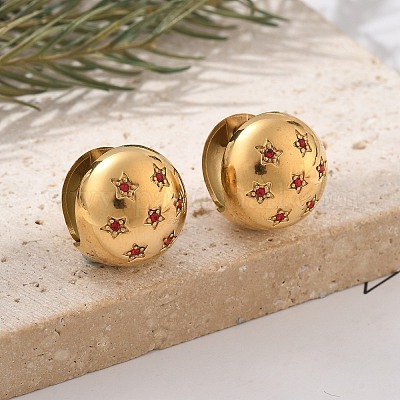 Серьги-кольца из нержавеющей стали 304 со стразами EJEW-M041-01G-05-1