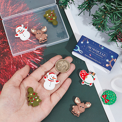 10 шт. 5 стиля рождественской тематики из пищевого экологически чистого силикона фокусные бусины SIL-SC0001-93-1