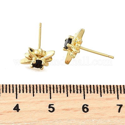 Серьги-гвоздики из латуни с микропаве из кубического циркония EJEW-G433-01G-01-1