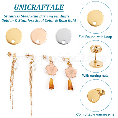 Фурнитура для сережек-гвоздиков из нержавеющей стали 304 с вакуумным покрытием pvd STAS-UN0011-73-1