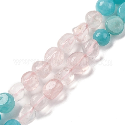 Нити бусин из натурального амазонита и розового кварца G-L610-B01-01-1