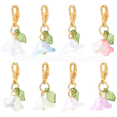 8 шт. 8-х цветные акриловые подвесные украшения-цветы HJEW-FS00034-04-1