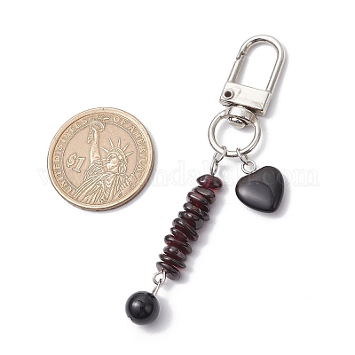 Подвеска в форме сердца из натурального обсидиана HJEW-JM03194-01-1