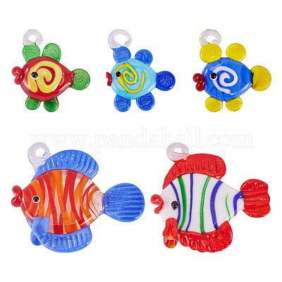 5шт 5 цвета подвески ручной работы лэмпворк&nbsp;LAMP-TA0002-14-1