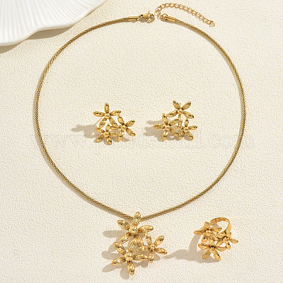 Серьги-гвоздики из нержавеющей стали с цветком PR9853-1