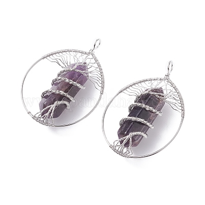 Большие подвески из натуральных аметистов G-F702-02P-B-1