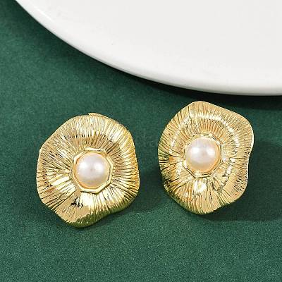 Серьги-гвоздики из АБС-пластика с жемчугом и нержавеющей сталью 304 STAS-D368-01C-G-1