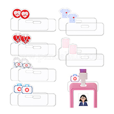 24 шт. прямоугольные прозрачные держатели для значков на тему медсестры DIY-PH0031-92-1