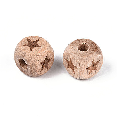 Гравированные бусины из бука WOOD-N015-08A-1