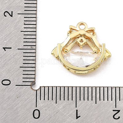 Латунные микропаве прозрачные подвески с фианитом KK-K371-30G-1