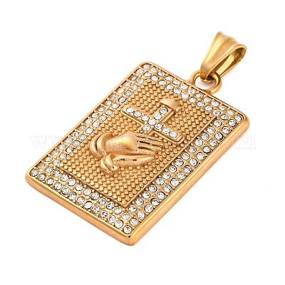 Подвески из нержавеющей стали 304 со стразами&nbsp;LS-STAS-P372-04G-1